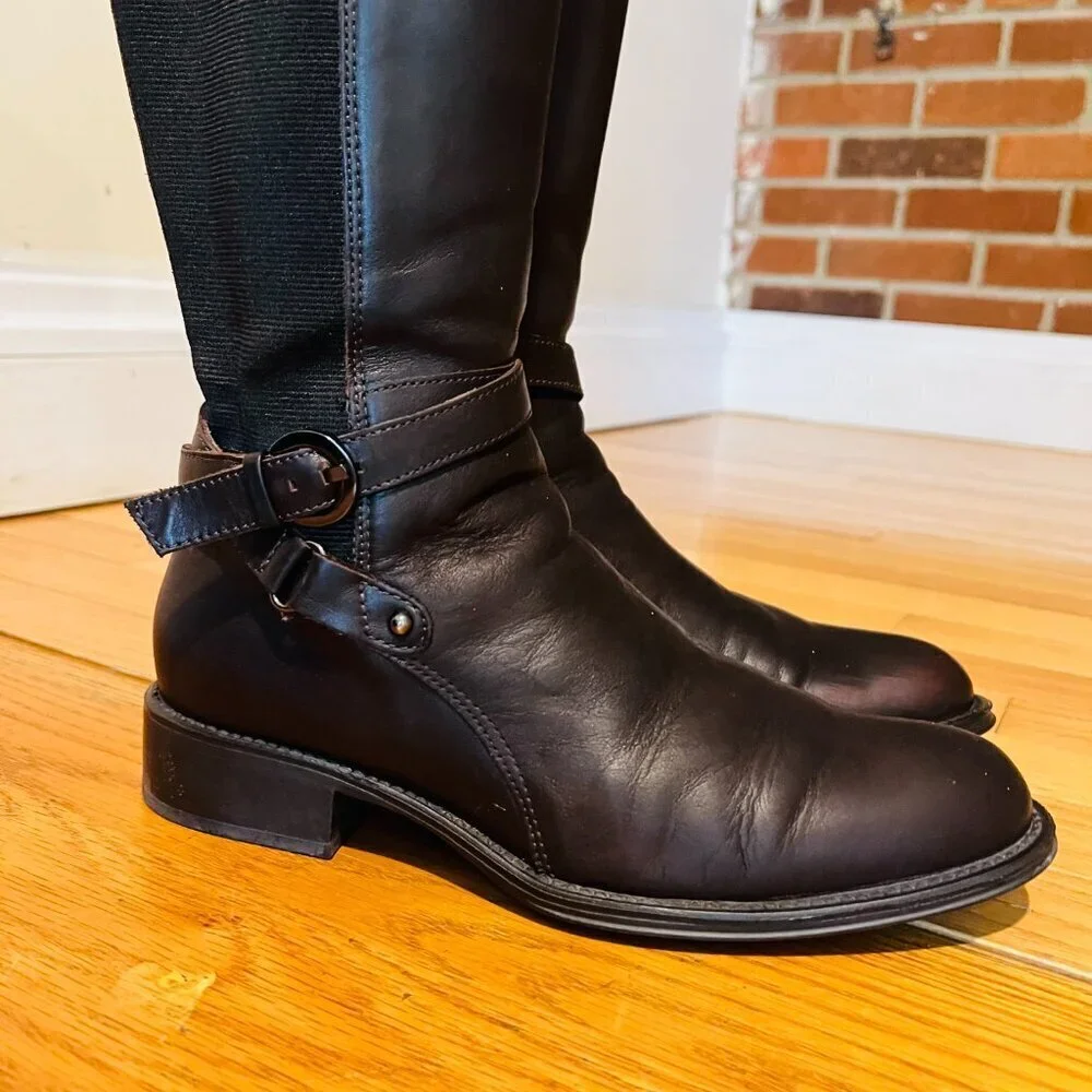 AQUATALIA Women's Brown Leather Knee High Boots 8.5